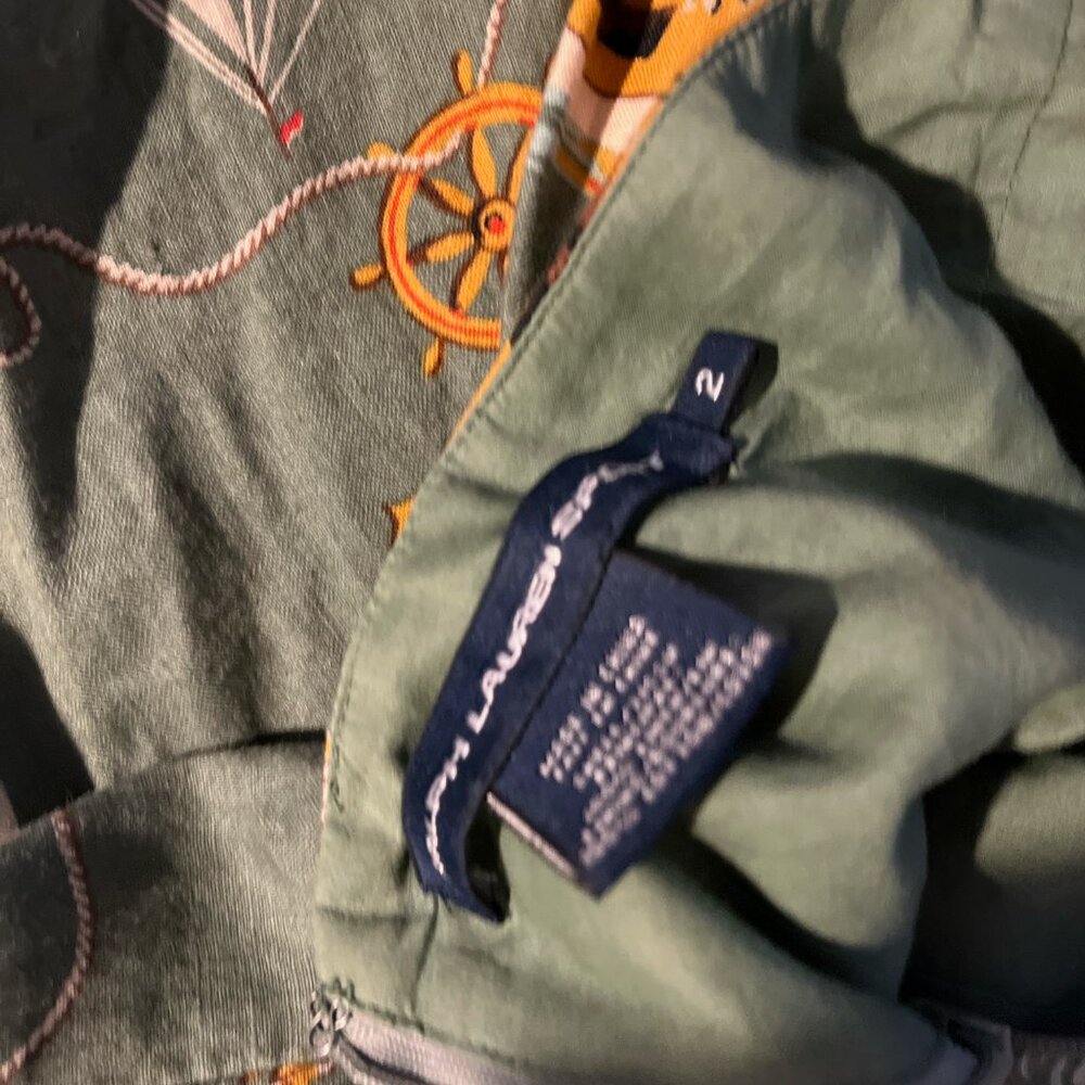 ralph lauren nautical aline linen green dress small - Picture 3 of 9